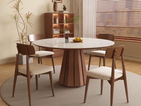 Mid-century Style dining table and chair round dining table