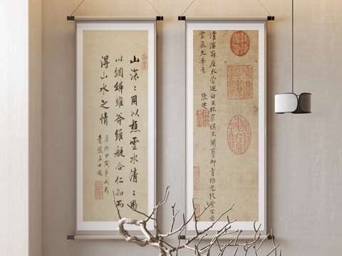 Chinese decorative hanging painting calligraphy and painting Chinese painting calligraphy scroll