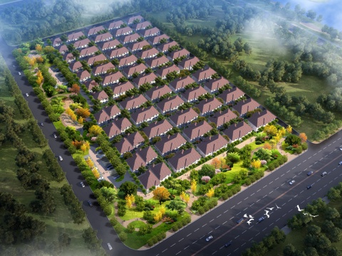 Bird's-eye View of New Chinese Villa Community