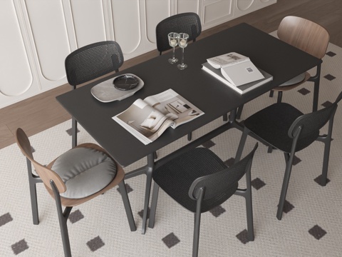 Modern Simple Rectangular Dining Table and Chair