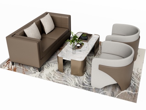 Modern Double Sofa Sofa Coffee Table Sectional Sofa