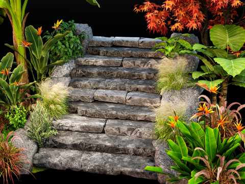 Neo-Chinese Style Steps Landscape Stone Steps Ting Step Steps Landscape