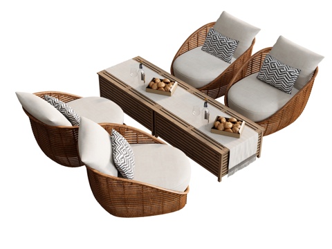 Neo-Chinese Style Outdoor Sofa Bamboo Sofa