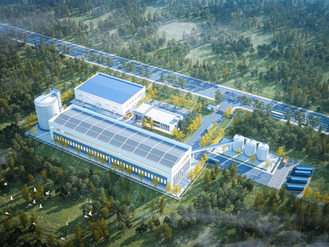 Aerial view of modern plant building