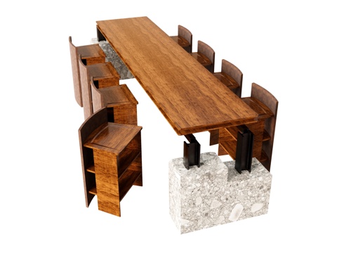 Log-style dining tables and chairs