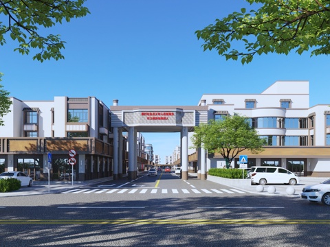 New Chinese commercial building along the street