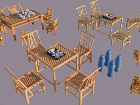 Chinese Tea Table and Chair Bamboo Table and Chair Cover Bowl Tea