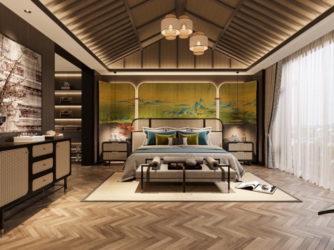 New Chinese-style master bedroom