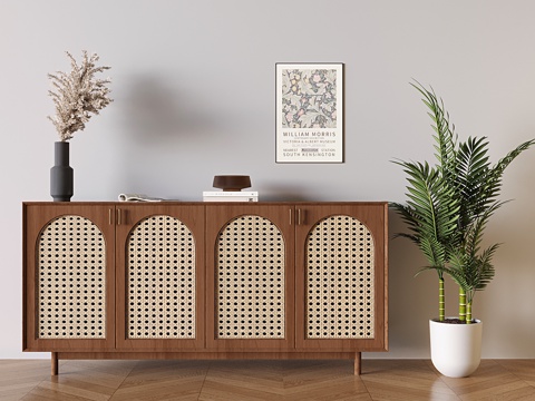 Silky Rattan Side Cabinet Entrance Cabinet