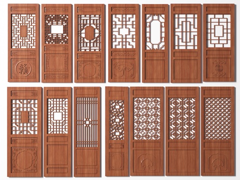 Chinese-style doors and windows, ancient doors, plaid doors