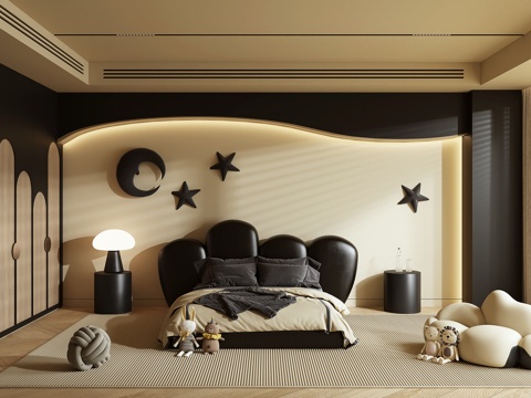 Cream Style kids Bedroom black and white children's room