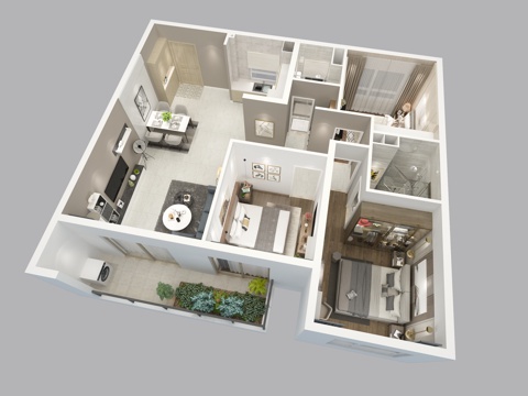 Aerial view of home decoration model room