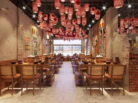 Industrial Style Hot Pot DiningRoom Barbecue Restaurant