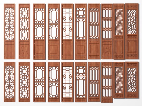 Chinese-style doors and windows, ancient doors, plaid doors