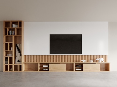 Log Style TV cabinet TV wall integrated