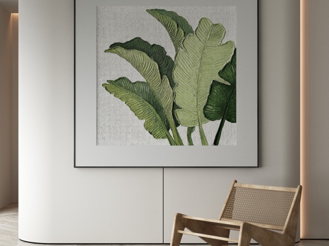 Modern Decorative Painting Texture Painting Green Leaf Hanging Painting