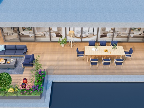 Modern Roof Garden Terrace View