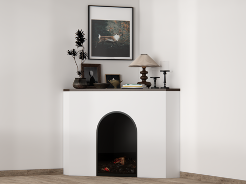 Mid-century Style Fireplace Corner Fireplace