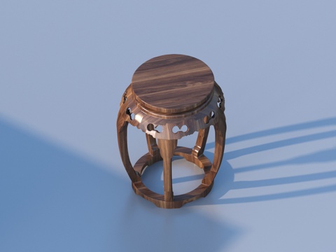 Neo-Chinese Style Wooden Stool Round Stool