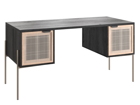 Rattan wood desk