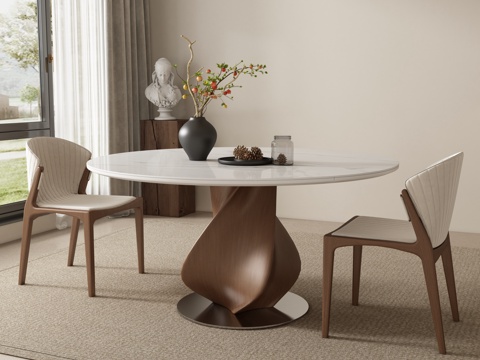 Mid-century Style Dining Table and Chair Round Dining Table