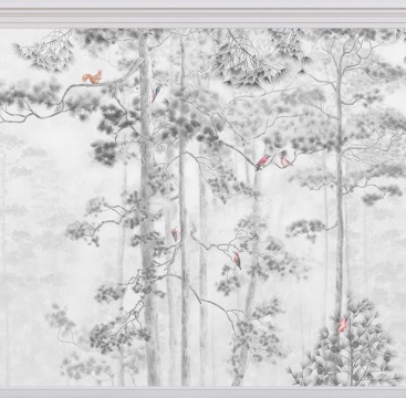 New Chinese mural plant mural plant wallpaper