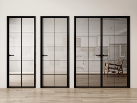 French double door single door retro glass door