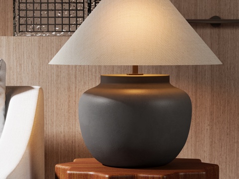 Mid-century Style Pottery Pot Table Lamp