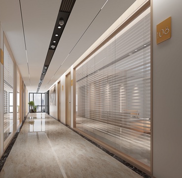 Modern office building aisle corridor