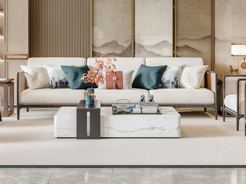 Neo-Chinese Style Sectional Sofa