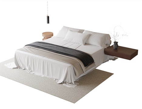 Modern double bed without backrest