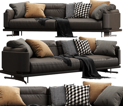 Leather sofa Modern double sofa