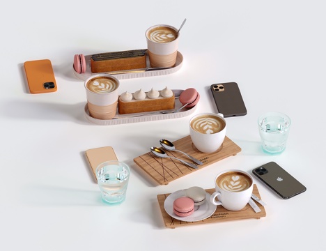 Modern Drink Coffee Dessert Mobile Phone Food