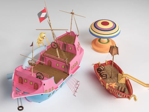 modern pirate ship cartoon ship marine theme equipment