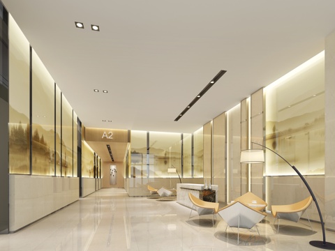 Modern Office Lobby Elevator