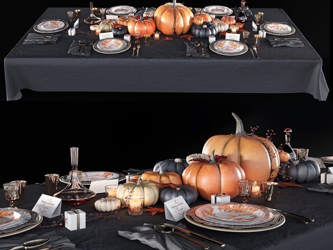 Table Dining Table Pumpkin Halloween Furnishings