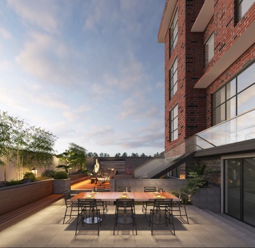 Modern villa courtyard view