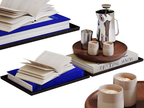 Modern Decorations Ornaments Books Tea Tray