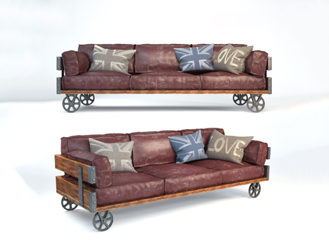 Industrial-style Couch leather sofa