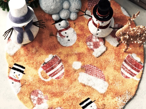 Snowman Christmas Decoration Round Carpet