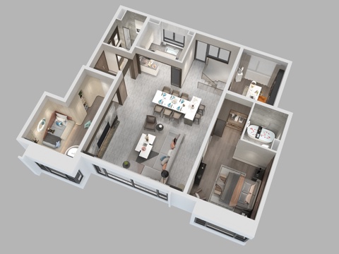 Aerial view of home decoration model room