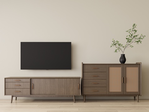 Silent solid wood TV cabinet