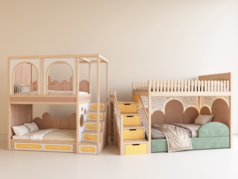 Modern Bed Bunk Bed Solid Wood Bed High and Low Bed