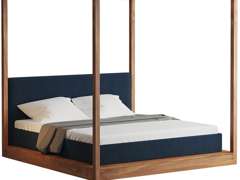 Nordic Simple Double Bed Solid Wood Bed