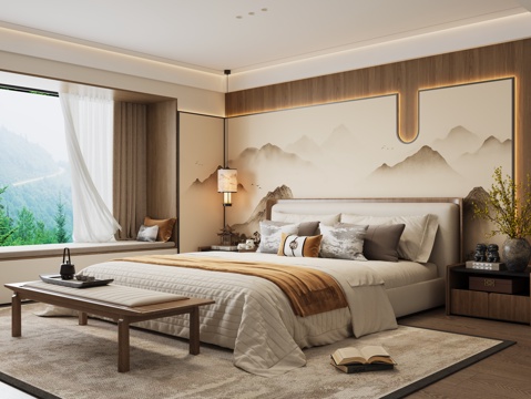 New Chinese-style master bedroom