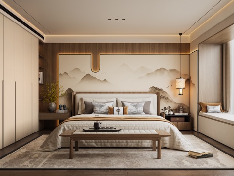 New Chinese-style master bedroom