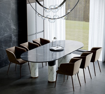 Italian marble dining table and chairs