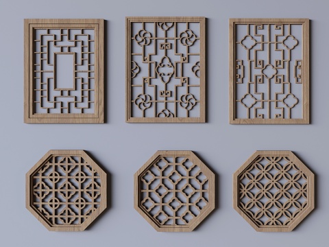 Chinese style solid wood openwork window hollow carved lattice window