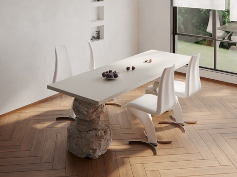 Modern Rock Dining Table and Chair