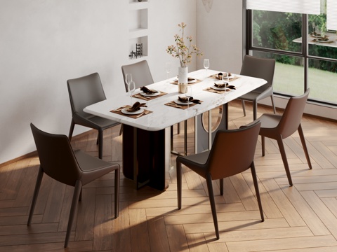 Modern Rock Board Dining Table and Chair